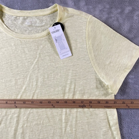 Eileen Fisher T Shirt Top Women Medium Yellow Organic Linen Luxury Preppy Light - Picture 4 of 12